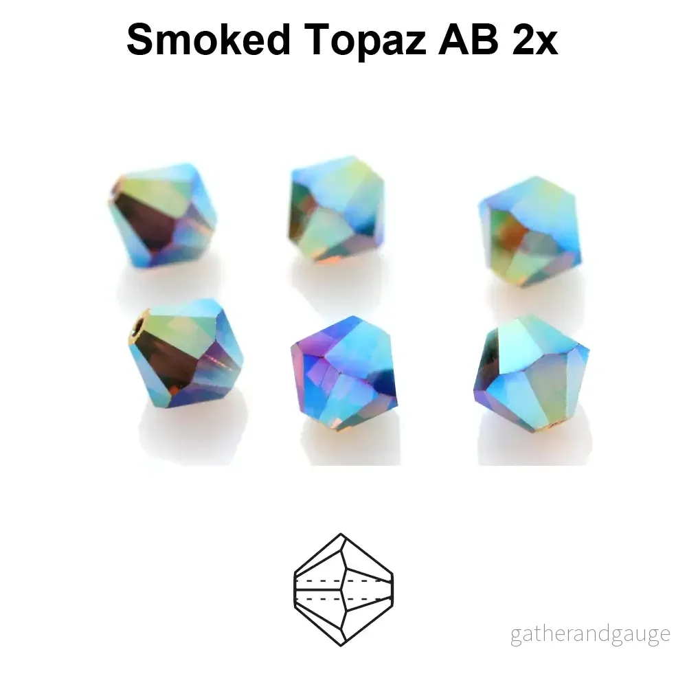 Tjeckiska Bicone - Smoked Topaz 2x AB, 4 mm, 30-pack