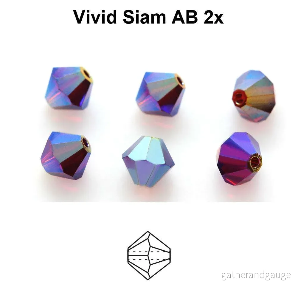 Tjeckiska MC Bicone – Vivid Siam 2x AB 4 mm, 30- pack