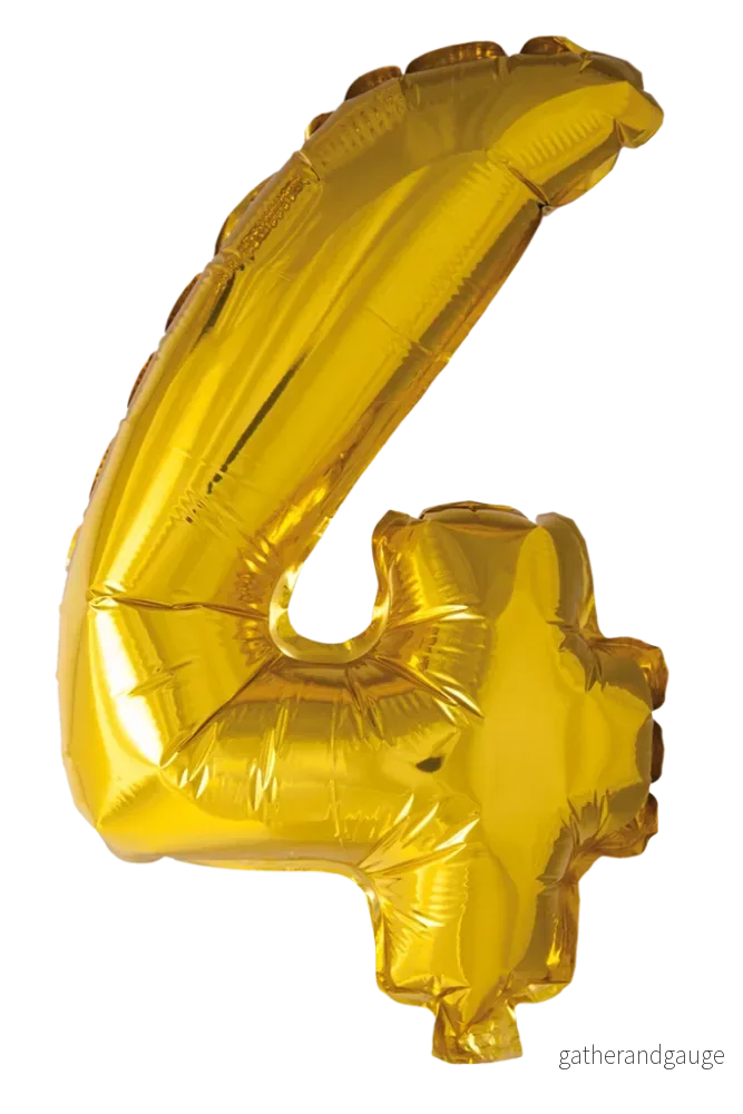Folieballong siffror 4 i guld 41cm