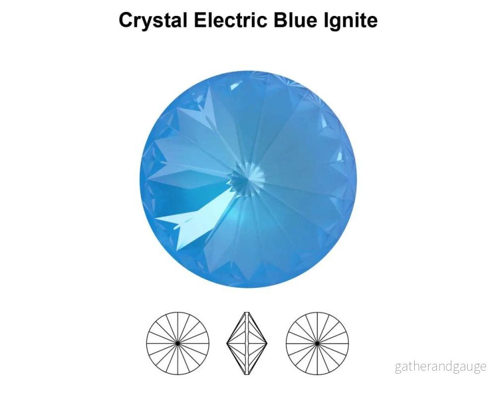 Primero Crystals 1122 Rivoli - Crystal Electric Blue Ignite 14mm 1 styck - Bild 2