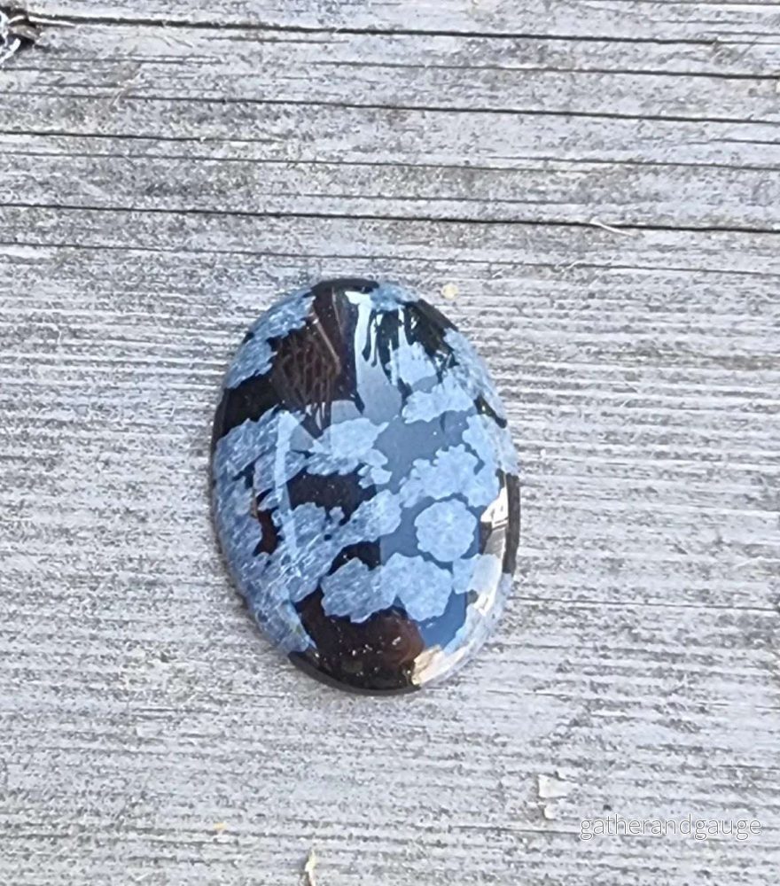 Cabochon Obsidian Snowflake - Oval 30x22mm 1 styck