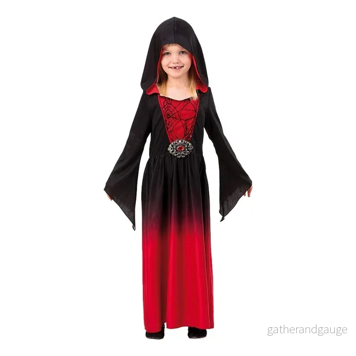 Halloween röd klänning med huva Halloween röd klänning med huva