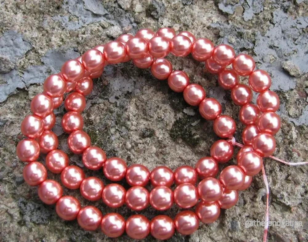 Tjeckiska Vaxade Glaspärlor - Salmon 8mm, 1 sträng