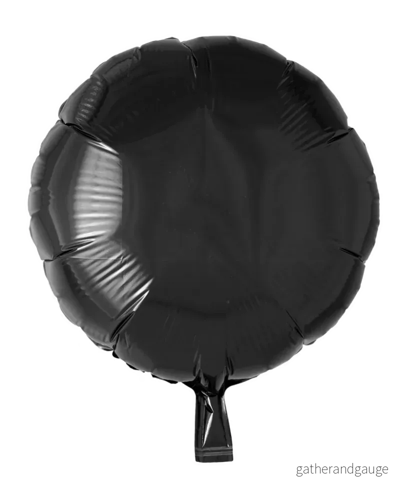 Folieballong, rund, svart, 46 cm