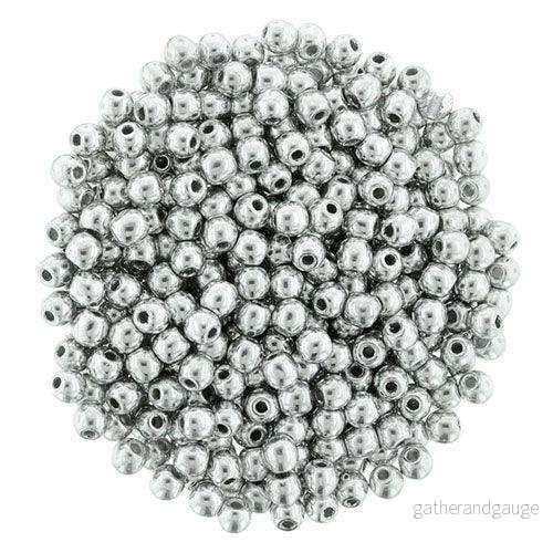 Tjeckiska Druk (Runda) - Silver 2mm, 50-pack