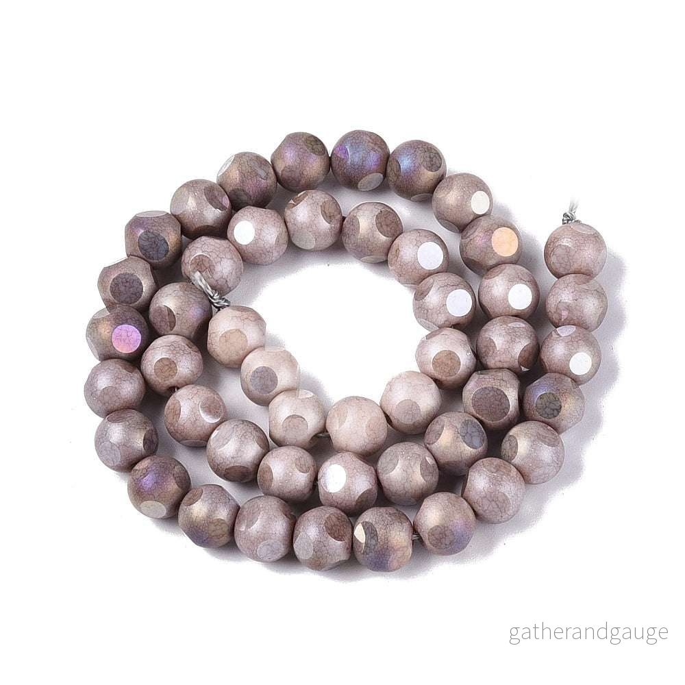 Glaspärlor Facetterad Rund – Rosy brown AB, 8mm 1 sträng Glaspärlor Facetterad Rund – Rosy brown AB, 8mm 1 sträng