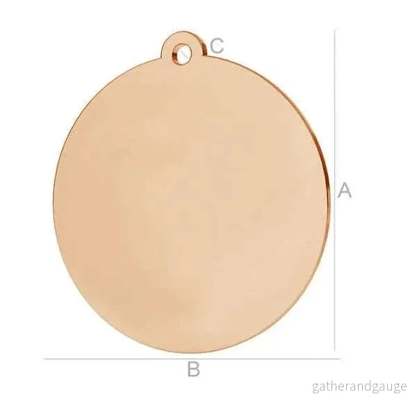 925 Silver 18K Rose Gold Round Charm 20mm 1 styck