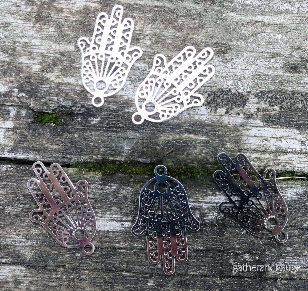 Berlock silverfärgad - Hamsa filigree 5-pack