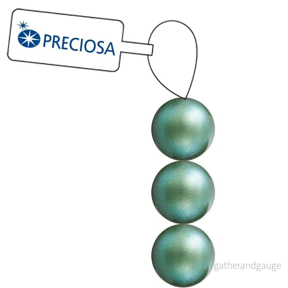 Preciosa Pearl Round – Maxima Pearlescent Green 4 mm, 1 sträng