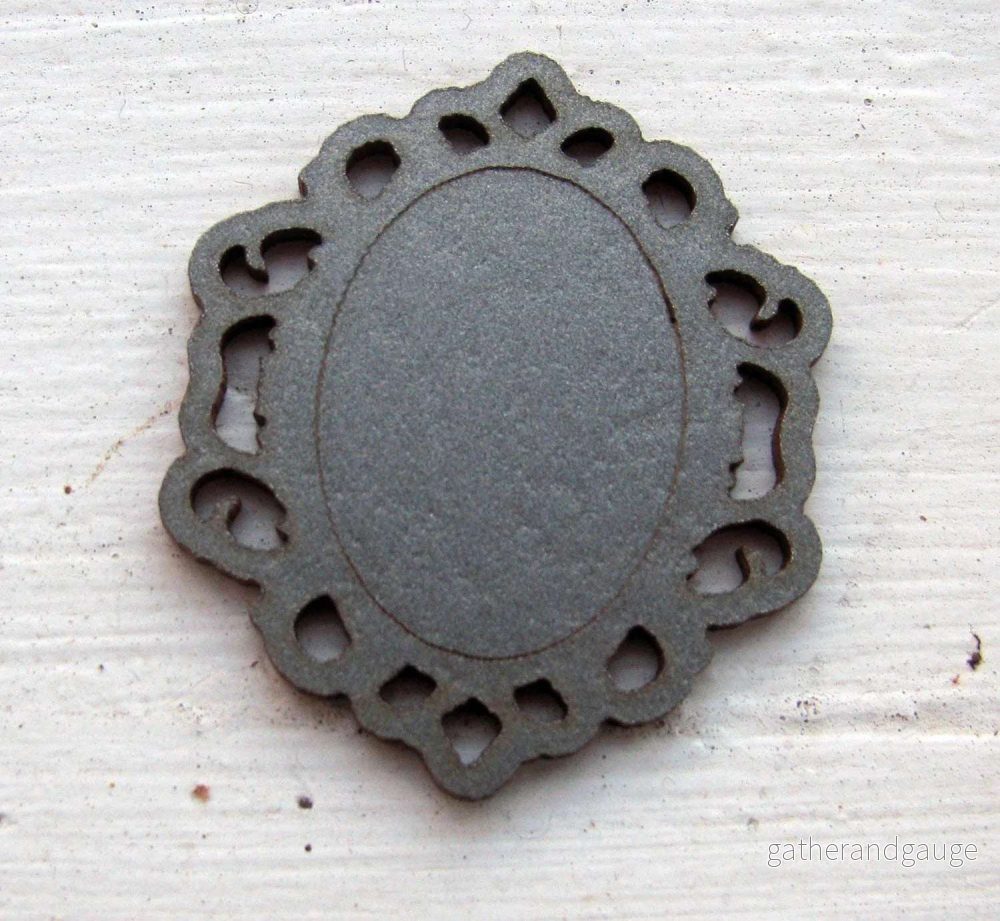 Ram / Connector Trä - Grå metallic 38x45mm 1 styck