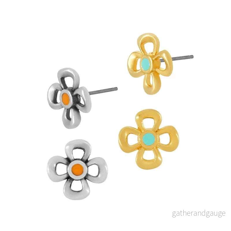 Örstickare Silverpläterad - Blomma med Orange Mitt, 2-Pack - Bild 3