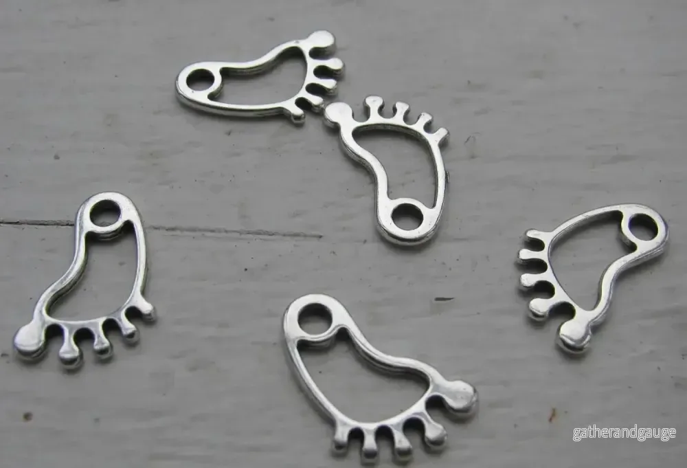 Berlock Silverfärgad - Fot 16x10mm 5-pack - Bild 2