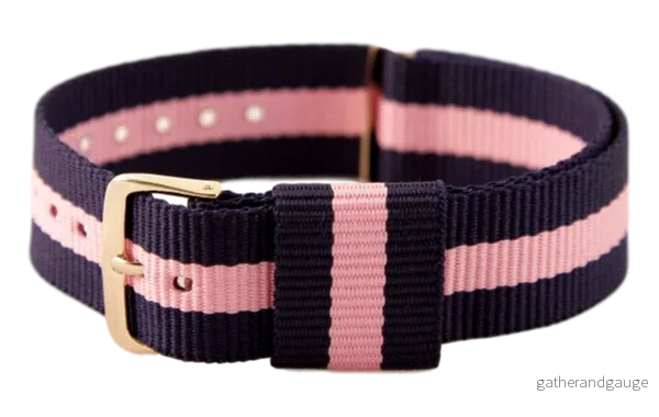 NATO-armband 20 mm – blå/rosa