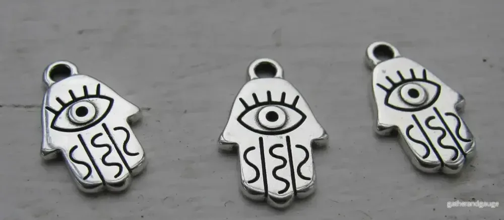 Berlock silverfärgad - Hamsa med öga 3-pack - Bild 2