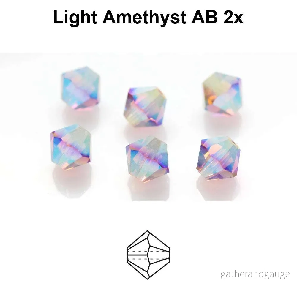 Tjeckiska Bicone - LT Amethyst 2x AB, 4 mm, 30-pack