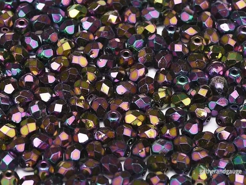 Tjeckiska Firepolish - Purple Iris 4 mm, 50-pack