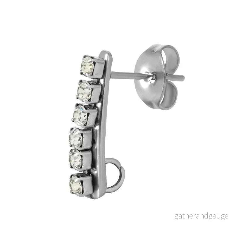 Örstickare Rostfrittstål – Rak med strass, 2-pack Örstickare Rostfrittstål – Rak med strass, 2-pack