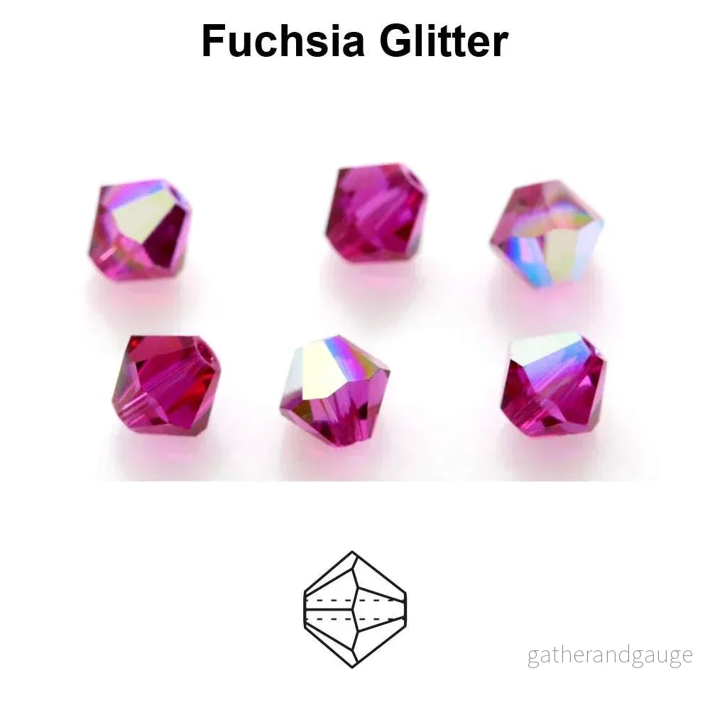 Tjeckiska MC Bicone – Fuchsia Glitter 3 mm, 40- pack