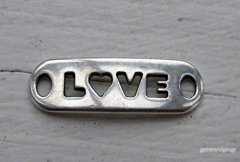 Connector Silverärgad - Love 24x8mm 1 styck