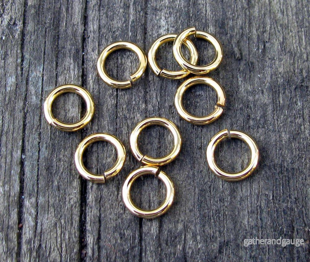 Bindringar 24k guldpläterade - 7,5x1,2 mm, 20-pack