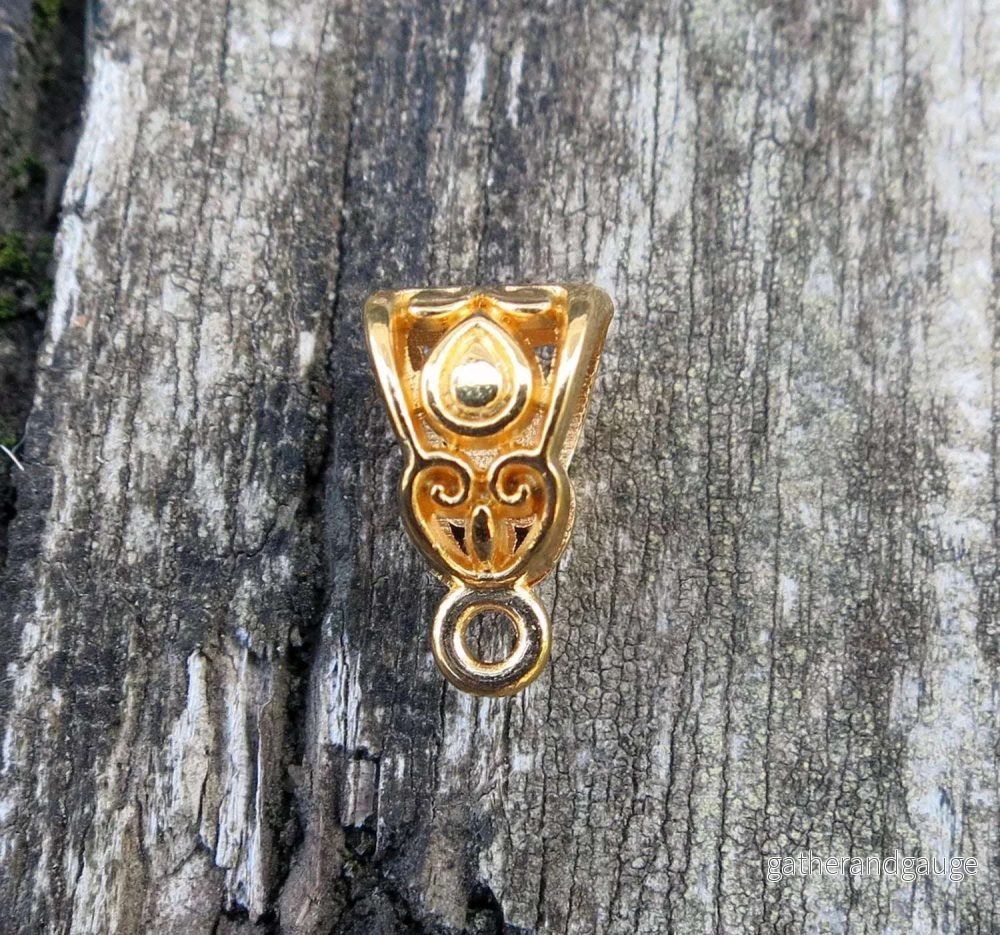 Berlockhållare 24k Guldpläterad - Elegant Större Modell 10x8mm 1 styck