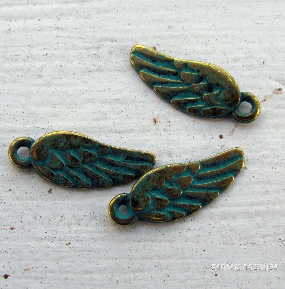 Berlock Bronsfärgad - Vinge Vintage 7x18mm 3-Pack