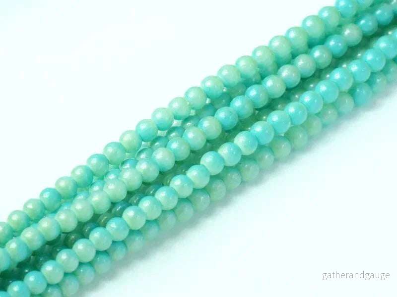 Tjeckiska Vaxade Glaspärlor - Shiny Light Jade 2mm, 1 Sträng