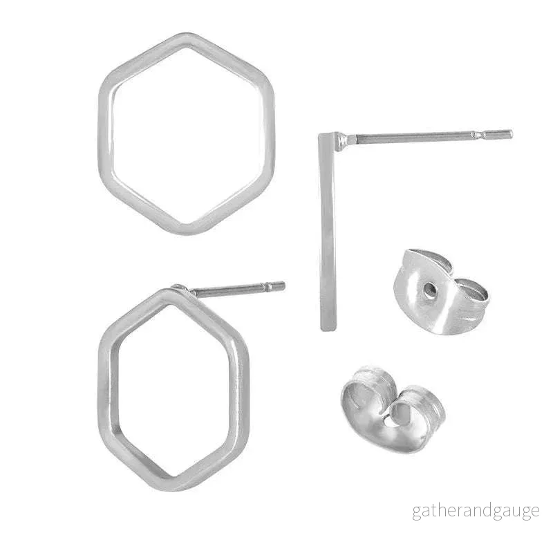 Örstickare Silverfärgad - Ihålig Hexagon 13mm, 2-pack - Bild 2