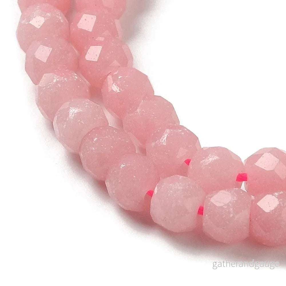 Glaspärlor Facetterade - Glow in the Dark, Rosa 4mm 1 sträng
