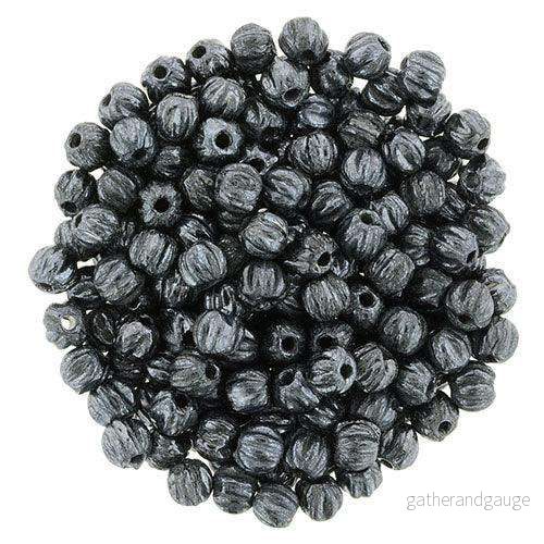 Tjeckiska Melon Round – Jet Hematite 3mm 50-pack