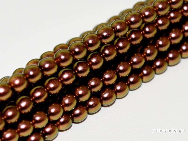 Tjeckiska vaxade glaspärlor – Polychrome Rose Copper 8 mm, 1 sträng Tjeckiska vaxade glaspärlor – Polychrome Rose Copper 8 mm, 1 sträng