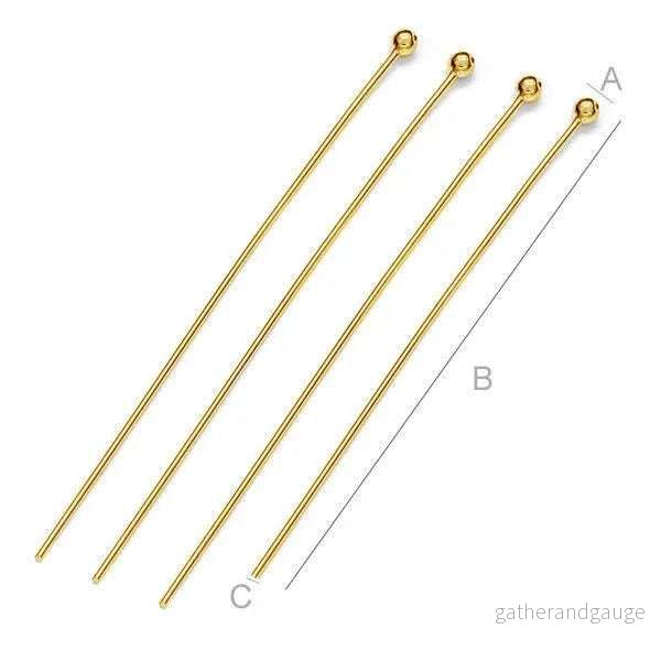 Hattpinnar med kula 925 Silver 24K Gold – 5-pack