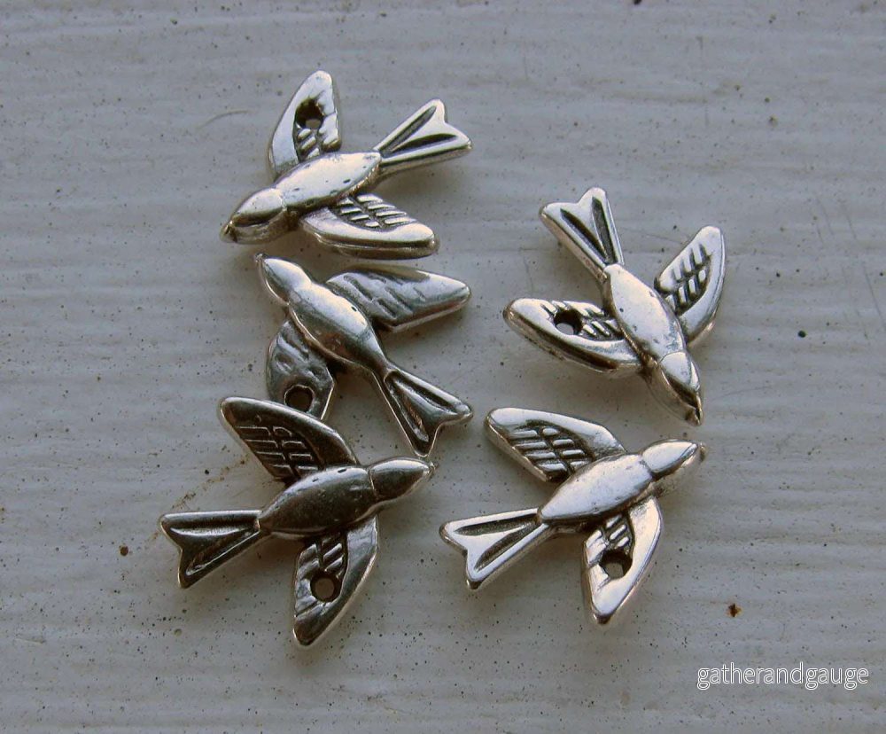 Berlock silverfärgad – Fågel 14x13mm 5-pack