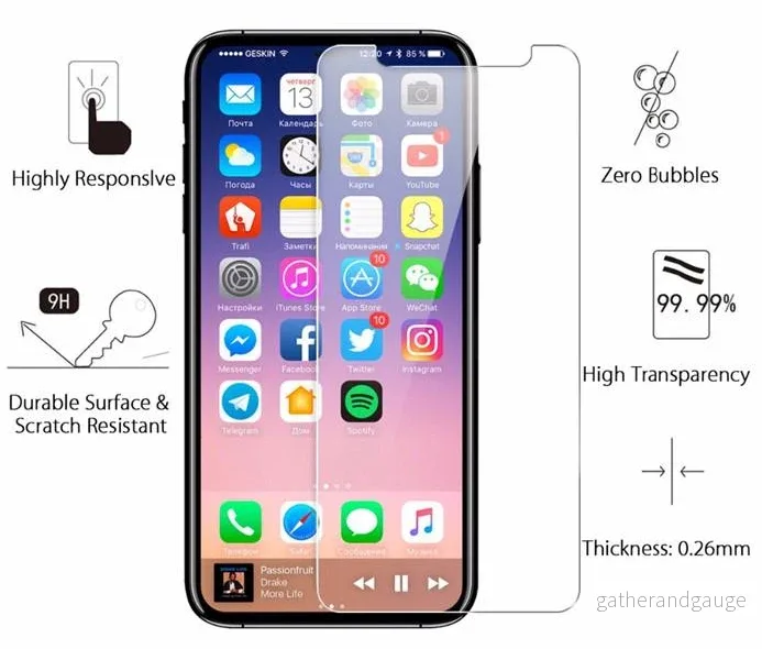 Skärmskydd - Displayskydd i härdat glas till iPhone 6 / 6S / 6 Plus / 7 / 7 Plus / 8 / 8 plus / X - Bild 2