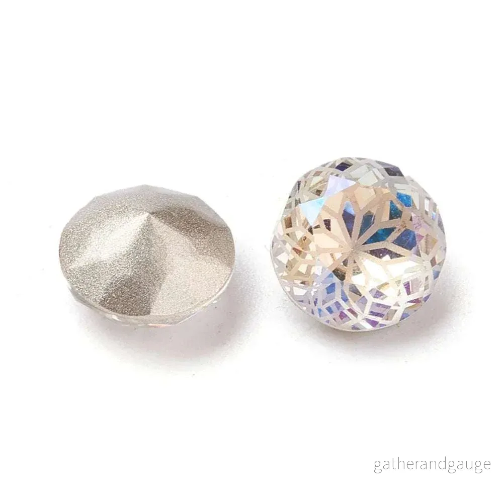 Kinesisk strass - Rund med blomma Moonlight 10mm 1 styck