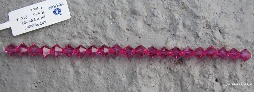Tjeckiska MC Bicone - Fuchsia 6 mm, 18- pack - Bild 2