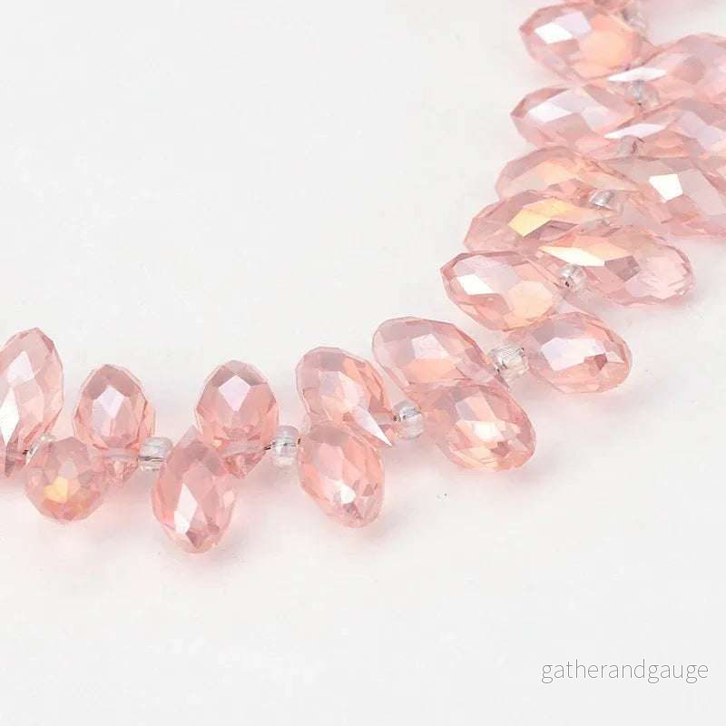 Facetterade droppar - Rosa med lyster, 13x6mm 1 styck
