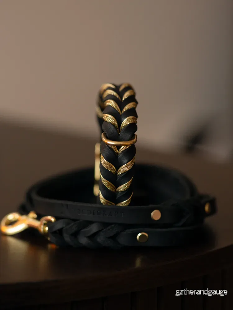 Fast halsband - Svart & Guld 39cm - Bild 2