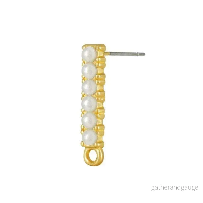Örstickare Guldfärgad – Rak med pärlor 5x19mm, 2-Pack