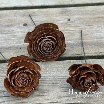 Torkat Cedar rose på tråd natur 3-pack Torkat Cedar rose på tråd natur 3-pack