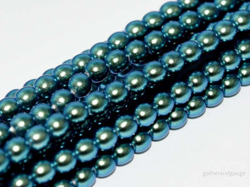 Tjeckiska Vaxade Glaspärlor – Polychrome Viridian 3mm, 1 sträng Tjeckiska Vaxade Glaspärlor – Polychrome Viridian 3mm, 1 sträng