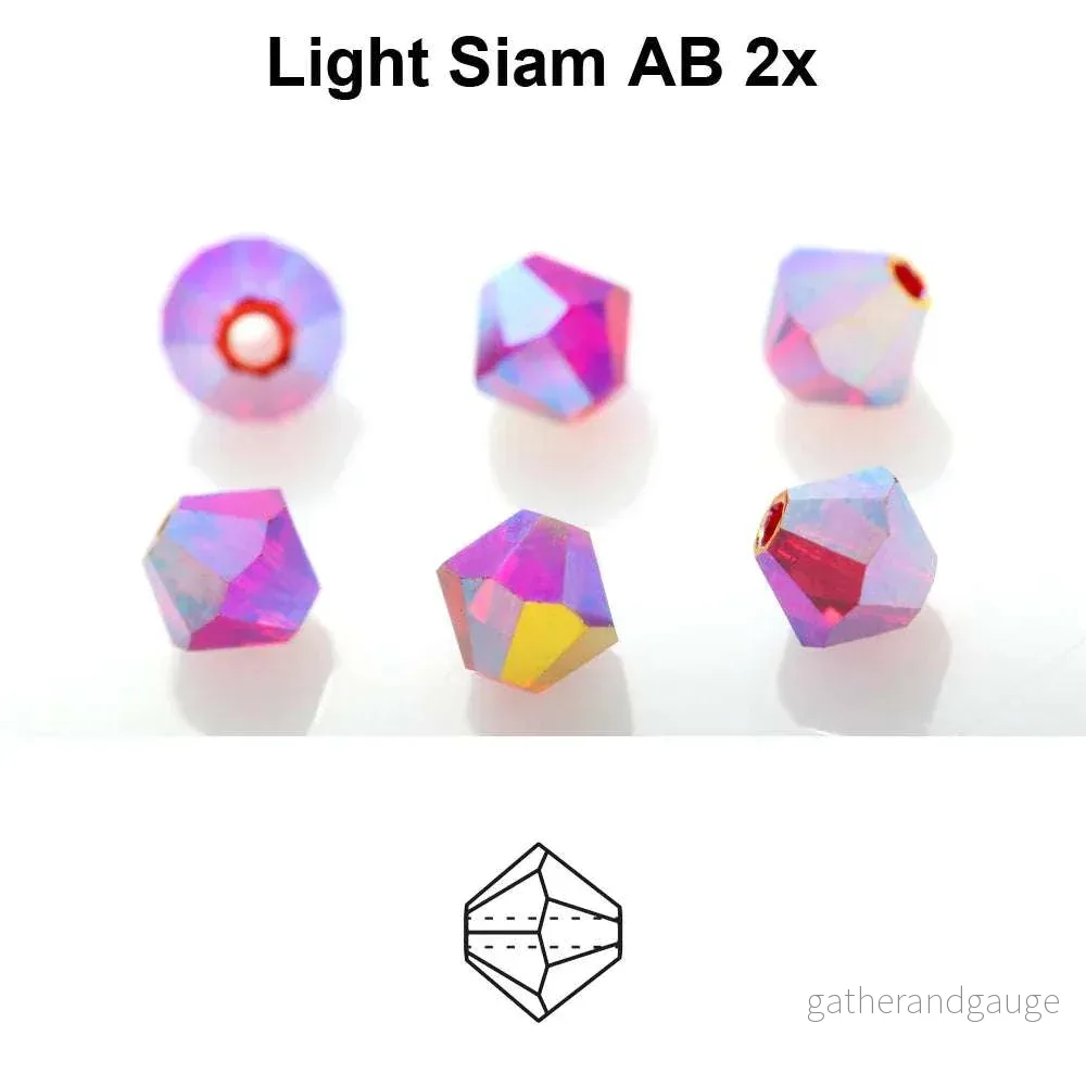 Tjeckiska Bicone - LT Siam 2x AB, 4 mm, 30-pack