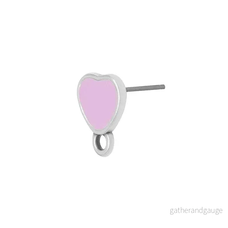 Örstickare Silverpläterad - Hjärta med Rosa Emalj, 2-pack - Bild 2