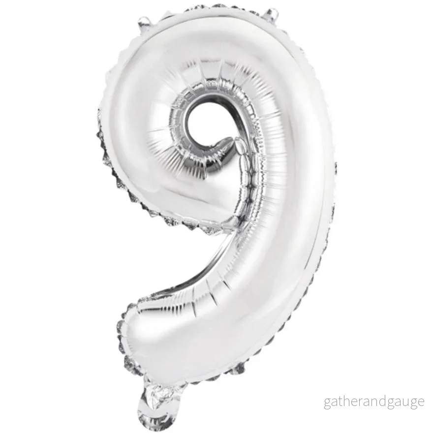 Folieballong siffror 9 i Silver 75cm
