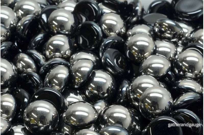 Cabochon – Jet chrome 14mm, 6-pack Cabochon – Jet chrome 14mm, 6-pack