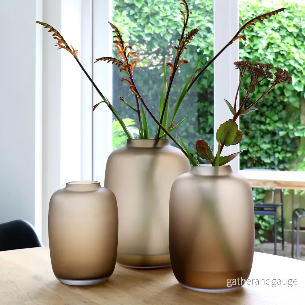 Taupe glasvas - h35cm, Ø25cm - Bild 3