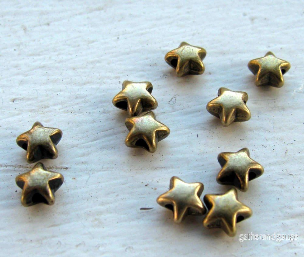 Mellandel bronsfärgad - Liten stjärna, 6mm, 10-pack - Bild 2