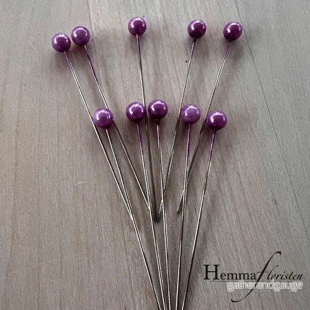 Nål m. pärla lavendel lila 10-pack