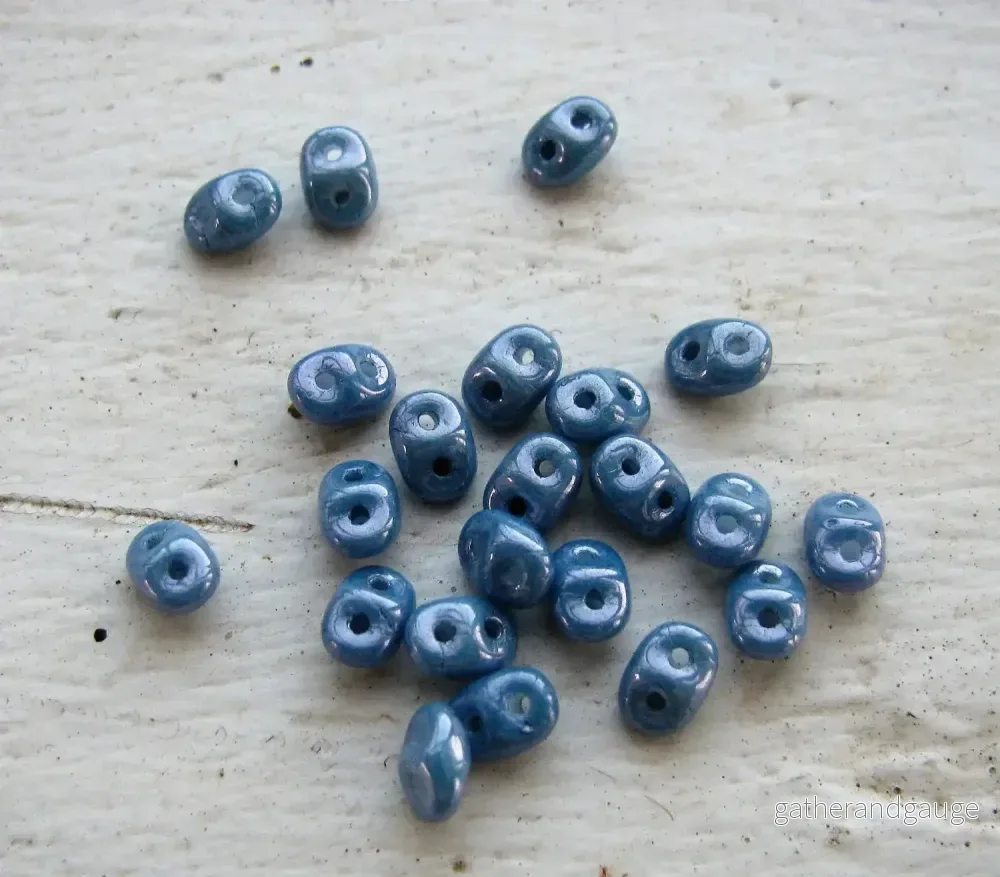 SuperDuo - Opaque Blue Ceramic Look, 10 gram