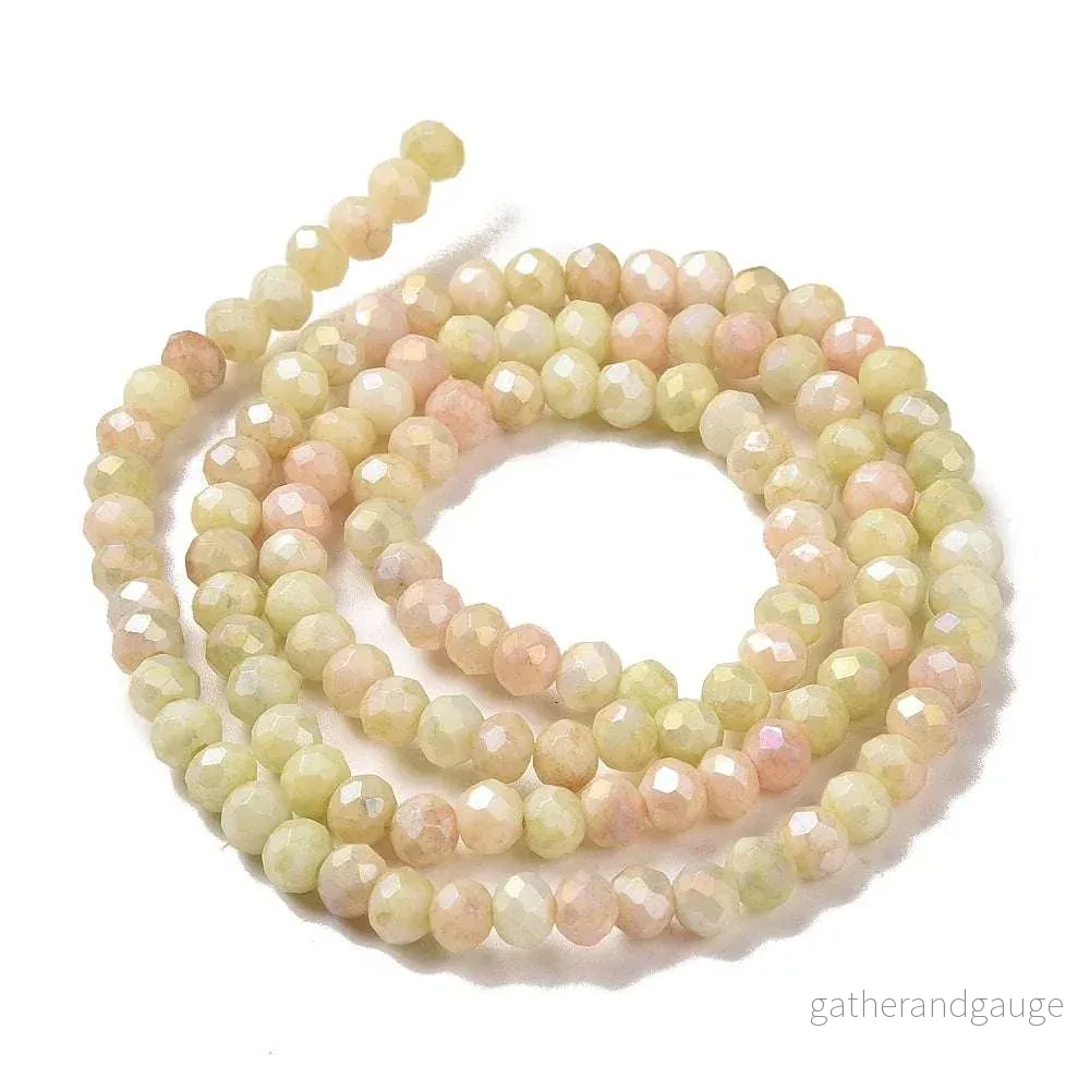 Facetterade glaspärlor - Sommarmix Champagne gul, 4x3mm 1 sträng
